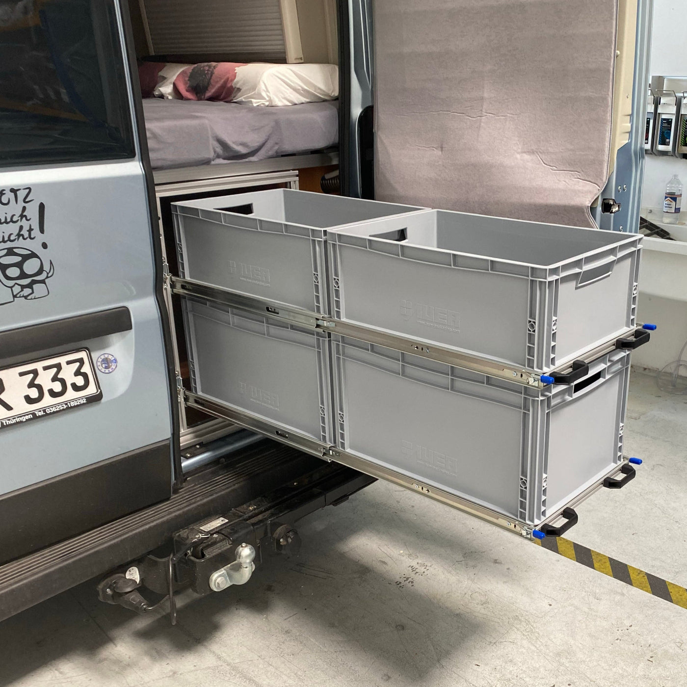 Heckauszug Pössl 2WIN Plus vollständig ausgezogen