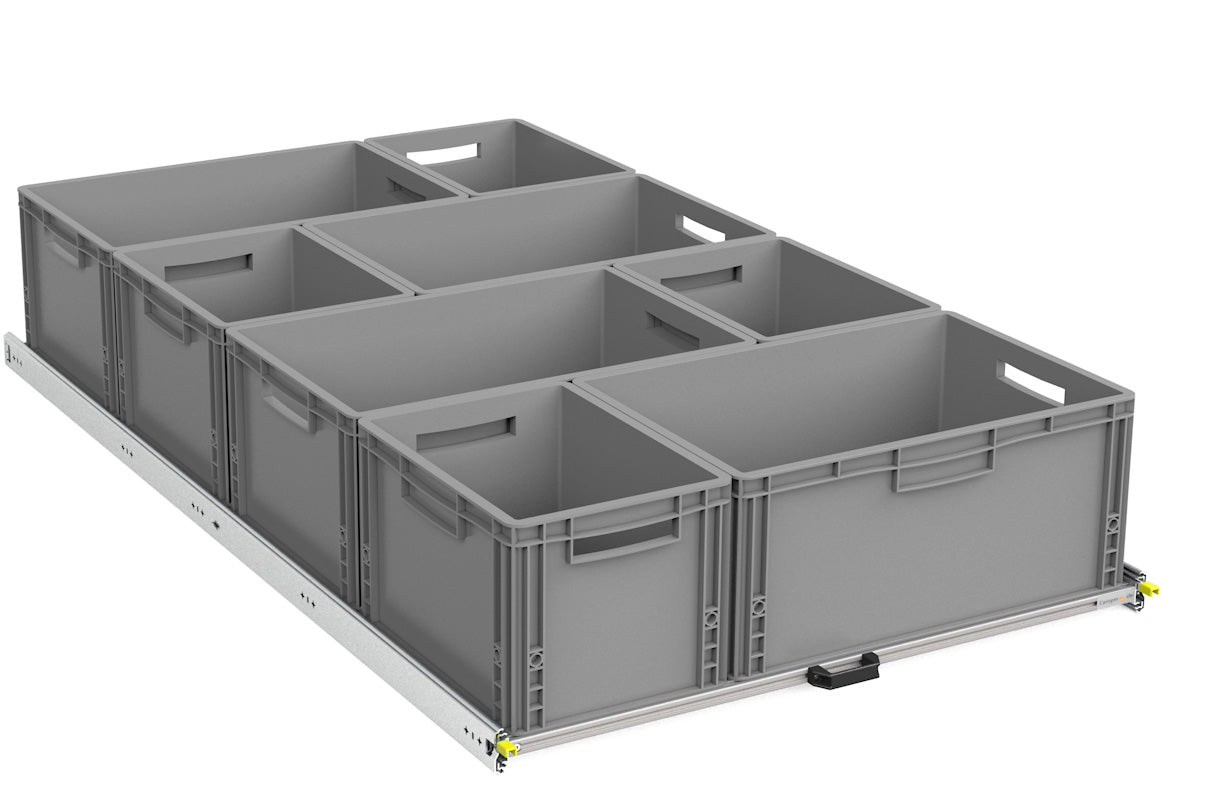 Doe-het-zelf achteruittrek Eurobox varianten XS-XXL 400mm-1800mm