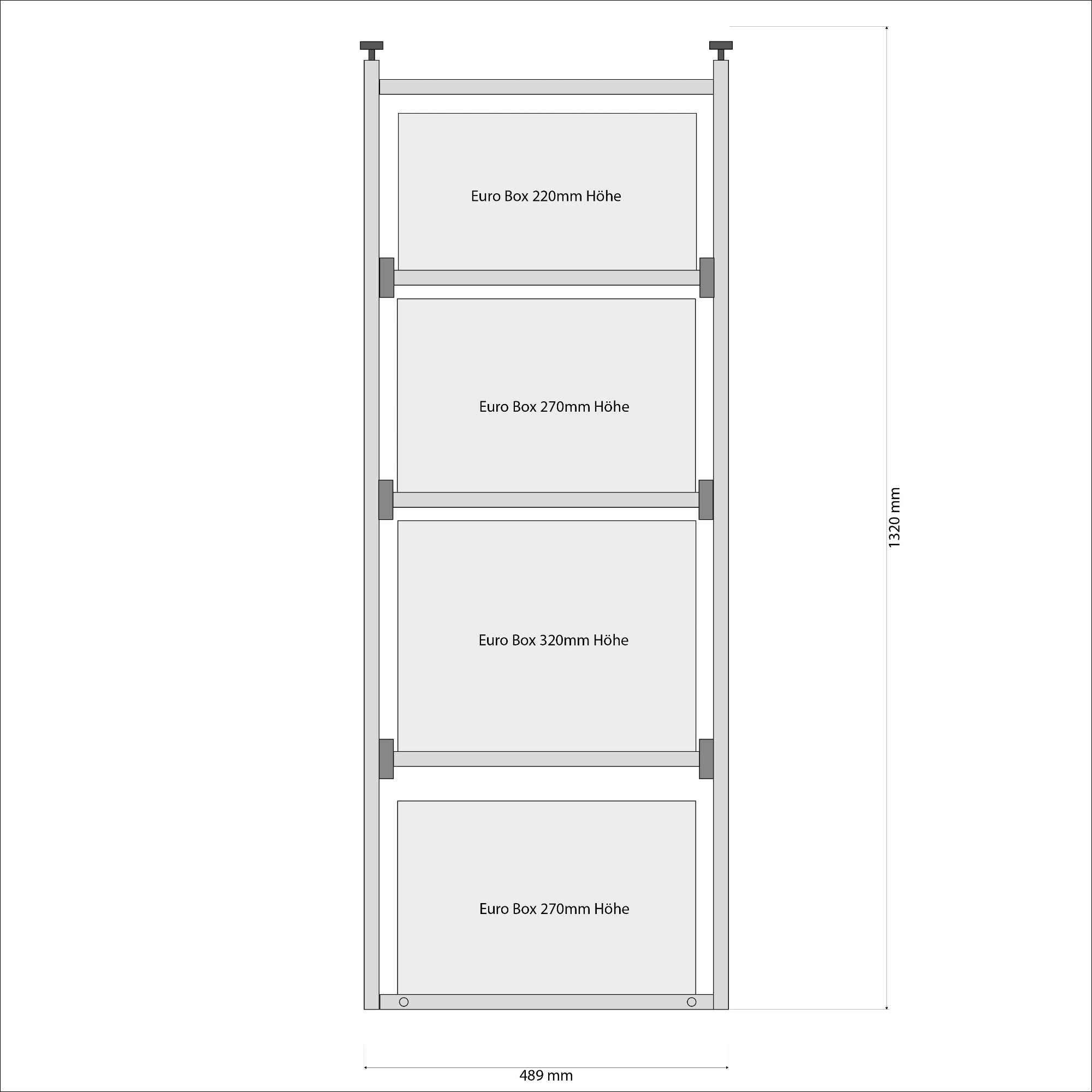 Scaffale per camper con cassetti per il garage posteriore Hymer B 780
