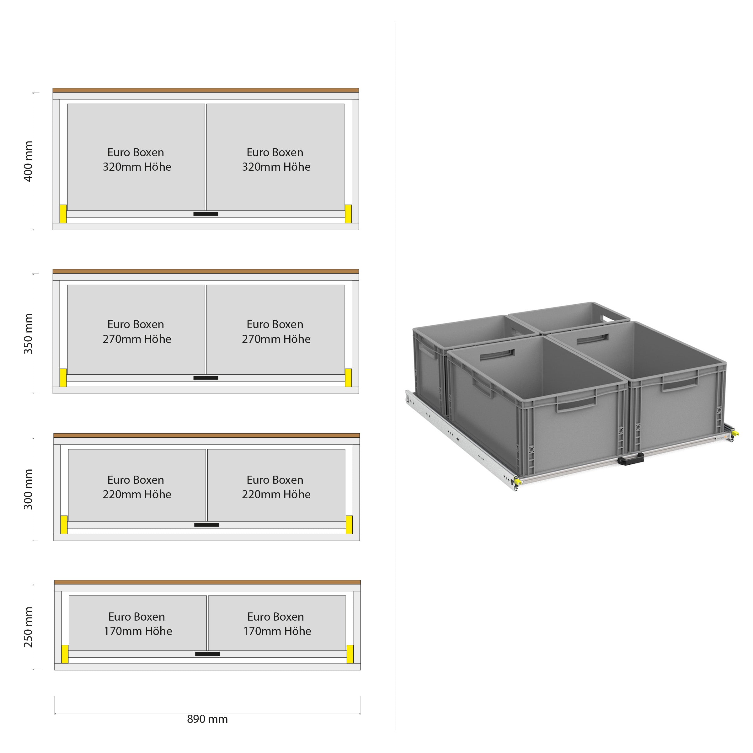 Tylny wysuw do kampera furgon z półką 1200mm x 400mm