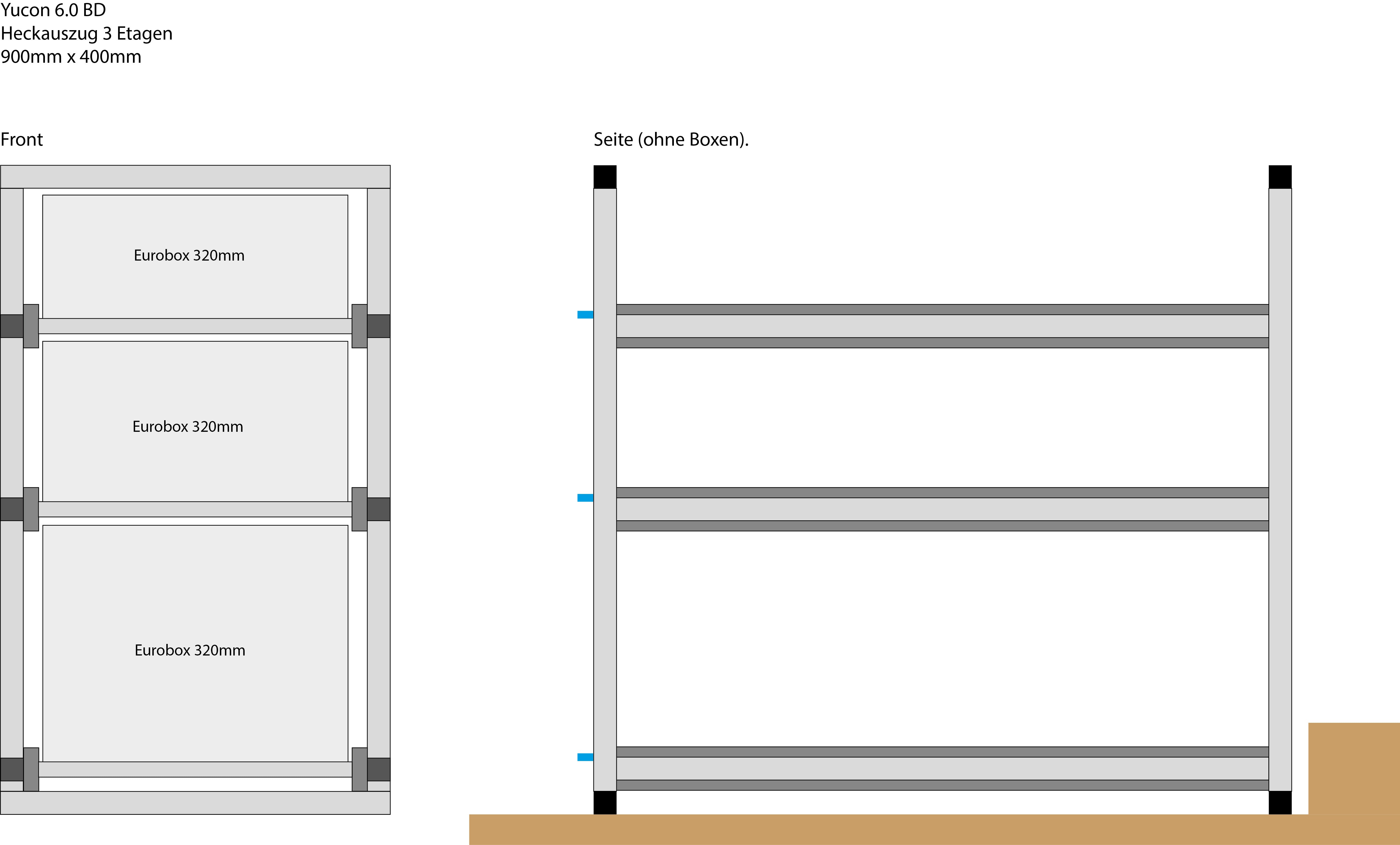 Tiroir arrière pour FRANKIA Yucon 6.0 BD | Tiroir à charge lourde optimisé eurobox